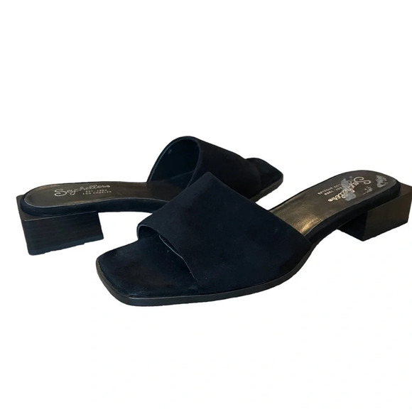 Seychelles Suede Square Heel Sandals Size 7 Black - Picture 1 of 7